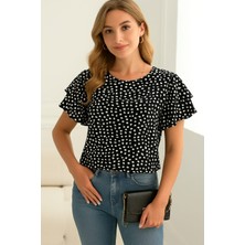 Kadın Kolları Volanlı Süprem Bluz (Büyük Bedenleri Mevcuttur)