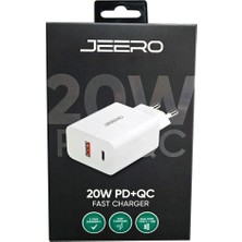 JEERO Compact 20W USB + Type-C Çıkışlı 3.0A Hızlı Şarj Başlığı Şarj Aleti
