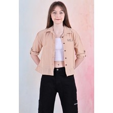 Kız Çocuk Bel Detaylı-Taş Baskılı Crop Gömlek 6-15 Yaş 12254