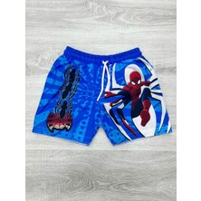 Erkek Çocuk Karakter Baskılı Su Tutmaz Bel Bağcıklı Ağ Fileli Deniz ve Havuz Şortu