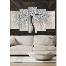 5 Parça Ağaç ve Yapraklar Duvar Dekoru Salon Oturma Yatak Odası Ofis Antre Için Tablo Seti