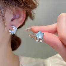 Mavi Ay ve Yıldız Küpe