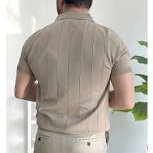 Erkek  Yarım Fermuarlı Polo Yaka T-Shirt