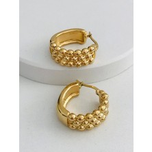 Çelik Desenli Tırtıklı Halka Küpe