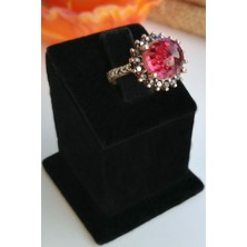 Pembe Taşlı Çiçek Yüzük