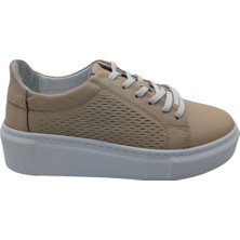 Wellfoot - 25067 | Kadın Hakiki Deri ve Ortopedik Günlük Spor Ayakkabı  - Bej - 38