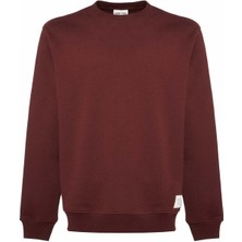 Grimelange Travis Erkek Yumuşacık Kumaşlı Regular Fit Yuvarlak Yakalı Bordo Sweatshirt