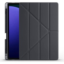 Galaxy Tab S9 Plus Kılıf  Uyumlu Zore Tri Folding Kalem Bölmeli Standlı Kılıf-Siyah