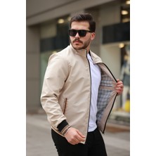Mevsimlik Erkek Mont & Ceket Nakış Armalı Krem