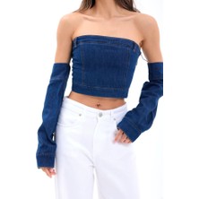 AYDOGANTICARET44 7357 Kot Crop-Mavi