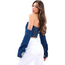 AYDOGANTICARET44 7357 Kot Crop-Mavi