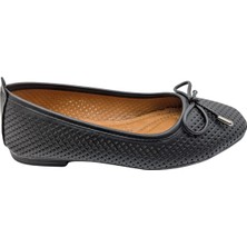 Urselene | Kadın Suni Deri Fiyonklu Babet - Siyah - 37