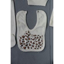 Leopar Desenli 7'li Kız Bebek Zıbın Takımı Krem