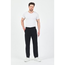 Theseason Erkek Siyah Pamuklu Keten Görünümlü Beli Bağcıklı Relaxed Fit Yazlık Chino Pantolon