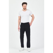 Theseason Erkek Siyah Pamuklu Keten Görünümlü Beli Bağcıklı Relaxed Fit Yazlık Chino Pantolon