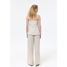 Beli Lastikli Keten Pantolon Natural