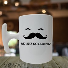 Isim Yazılabilir Babalar Günü Porselen T Kulplu Kupa Bardak - Canım Babam Bıyıklı Tasarım