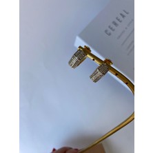 Zirkon Taşlı Şerit Model Vip Halka Küpe