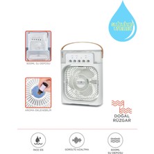 Buzlu Vantilatör Mini Fan 5 Spreyli Su Püskürtmeli 600 ml Buhar Makinesi Nemlendirici Mini Klima Rgb