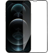 iPhone 12 Pro Max Uyumlu Toz Filtreli Hd Temperli Cam Ekran Koruyucu (Siyah)