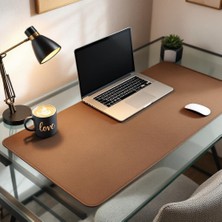 Mouse Pad Büyük Ölçü - Desk Mat Geniş Ebad - Masa Matı – 130 cm × 60 cm – Saddle Kahverengi Siyah XL Mouse Pad – PU Deri - Gamer Kaymaz Taban - Ofis Masa Aksesuar
