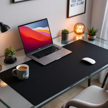 Mouse Pad Büyük Ölçü - Desk Mat Geniş Ebad - Masa Matı – 50 cm × 120 cm – Jet Siyah XL Mouse Pad – PU Deri - Gamer Kaymaz Taban - Ofis Masa Aksesuar