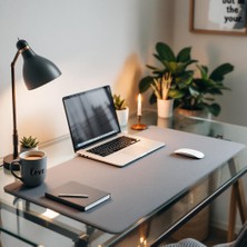 Mouse Pad Büyük Ölçü - Desk Mat Geniş Ebad - Masa Matı – 140 cm × 380 cm – Charcoal Grey Siyah XL Mouse Pad – PU Deri - Gamer Kaymaz Taban - Ofis Masa Aksesuar