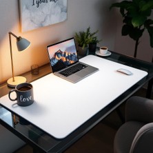 Mouse Pad Büyük Ölçü - Desk Mat Geniş Ebad - Özel Vegan Deri Masa Matı - 50 cm × 440 cm - Beyaz | Kişiselleştirilmiş Ofis Mat