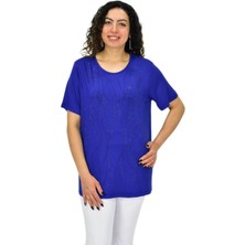 Kadın Viskon Taşlı Kısa Kol Bluz BGL-ST04679