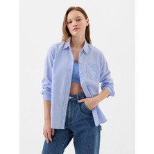 Gap Kadın Mavi Gap Logo Oxford Gömlek