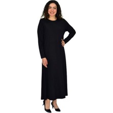 Kadın Siyah Uzun Kol Likralı Viskon Elbise BGL-ST04677
