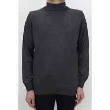 Santa Fistan Store Erkek Rahat Kesim Yarım Balıkçı Yaka Kışlık Ince Çelik Örgü Yün Kazak