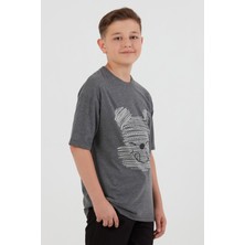 Ayıcık Baskılı Bisiklet Yaka Erkek Çocuk Tişört