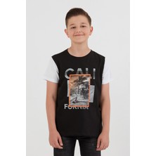 %100 Pamuk Palmiye Baskılı Erkek Çocuk Tişört