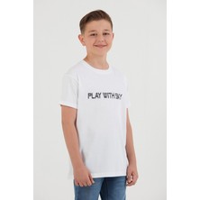 %100 Pamuk Play With Sky Baskılı Erkek Çocuk Tişört