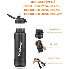 Serenity Haven 850ML Pipetli Ölçü Skalalı Şeffaf Gövde Tritan Su Matarası