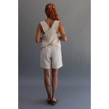 Müslin Saçaklı Çapraz Crop