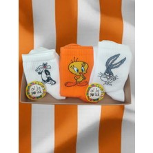 Al Bi 90Lık 3'lü Bugs Bunny, Sylvester ve Tweety Desenli Kolej Set Çorap