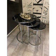 C Zigon Gümüş Metal Siyah Mermer Cam