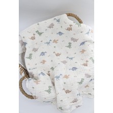 Mambies  Organik Pamuk 2 Kat Çok Amaçlı Müslin Örtü Dino 100X100