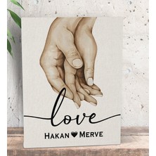 Bk Gift Kişiye Özel Sevgili El Ele Tasarımlı Kanvas Tablo-1 (15X20), Sevgiliye Hediye, Sevgililer Günü Hediyesi