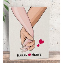 Bk Gift Kişiye Özel Sevgili El Ele Tasarımlı Kanvas Tablo-3 (15X20), Sevgiliye Hediye, Sevgililer Günü Hediyesi