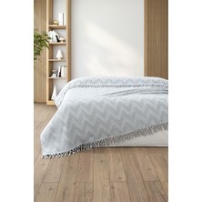 %100 Pamuk Çift Kişilik Bağlama Saçaklı PIKE-220X240 Cm-Gri