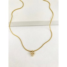 Çelik Zirkon Taşlı Kalp Choker