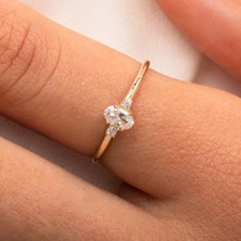 Fasek Gold Gümüş Yüzük - Oval Taşlı Gümüş Yüzük