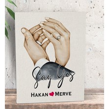 Bk Gift Kişiye Özel Sevgili El Ele Tasarımlı Kanvas Tablo-4 (15X20), Sevgiliye Hediye, Sevgililer Günü Hediyesi