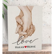 Bk Gift Kişiye Özel Sevgili El Ele Tasarımlı Kanvas Tablo-2 (15X20), Sevgiliye Hediye, Sevgililer Günü Hediyesi