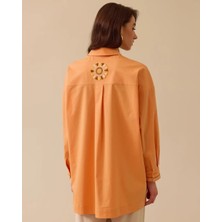 1009 Önden Düğmeli Oversize Sırtı Nakış Detaylı Günlük Şık Spor Gömlek 10002511511009 #06-25#