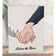 Bk Gift Kişiye Özel Sevgili El Ele Tasarımlı Kanvas Tablo-5 (15X20), Sevgiliye Hediye, Sevgililer Günü Hediyesi