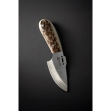 Tanto Bushcraft Boyun Bıçağı – 4116 Çelik, Geyik Boynuzu Sap, El Yapımı Deri Kılıf, 13.5 cm